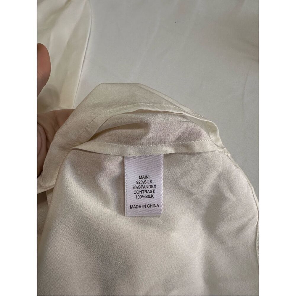 St Johns Womens Cream Pleated Button Up Blouse Size 6 - Picture 10 of 10